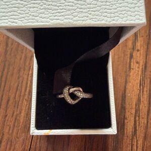 Pandora Silver Knot Ring with Sparkling Accents size 9